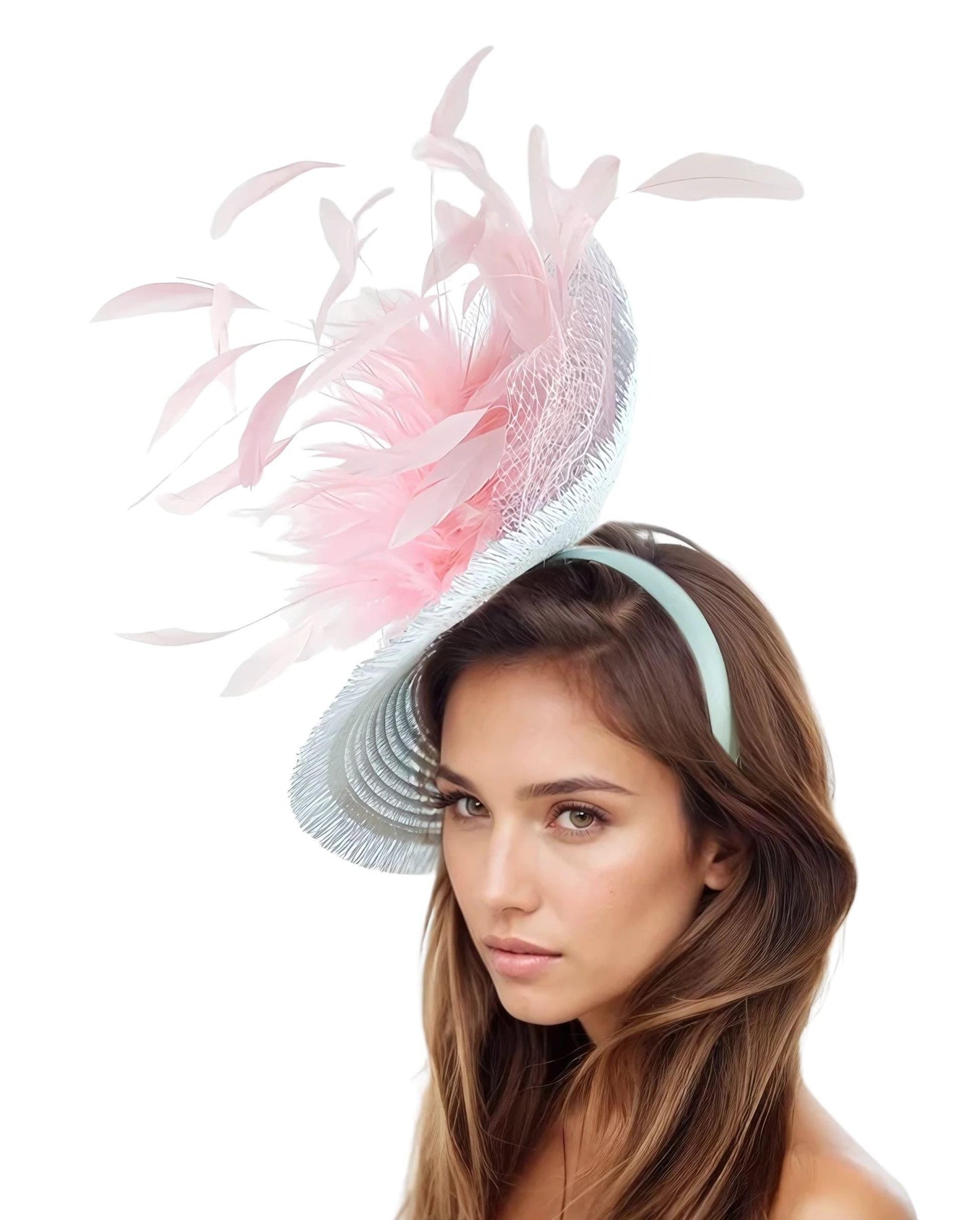 Baby Blue Candy Baby Pink Fascinator Hat Headpiece Ascot Kentucky Derby Oaks Weddings Tea Cocktail Party Horse Race Lunch Veil Church Pastel