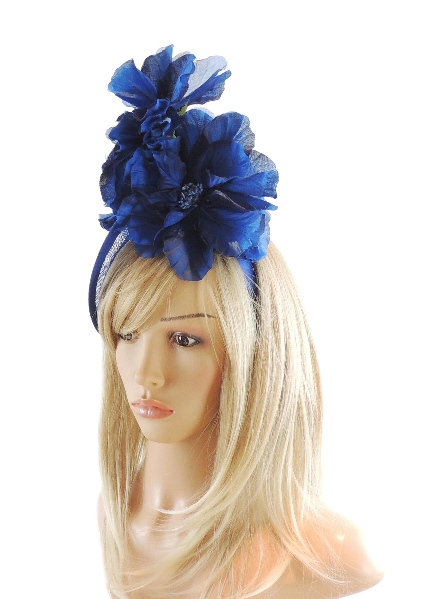 Navy Royal Blue Saucer Disc Kentucky Derby Fascinator Hat Ascot Wedding Hatinator Cocktail Formal Womens Races Tea Party Headband SALE