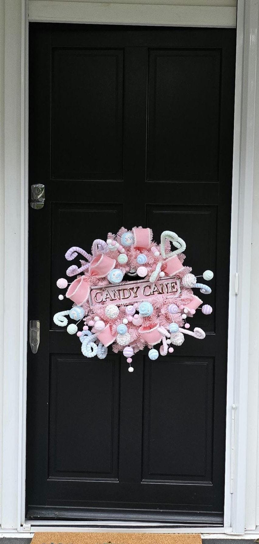 Luxury Candy Shop Pink Pastel Sweets Christmas Wreath Front Door Luxury Home Decorations Xmas Winter Mantle Decor Holiday Wreath Advent Swag