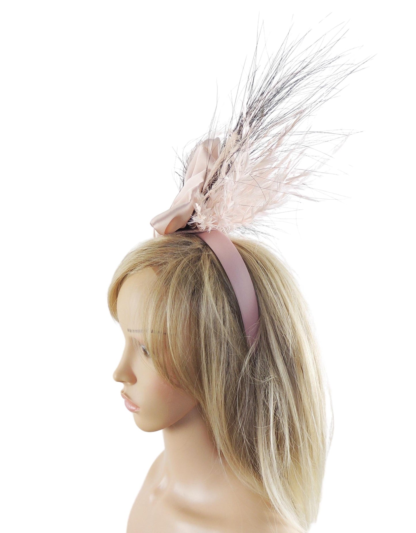 Baby Pink Bow Black Womens Kentucky Derby Royal Ascot Fascinator Hat Garden Party Wedding Headband Cocktail Headpiece Race Formal Ladies KY