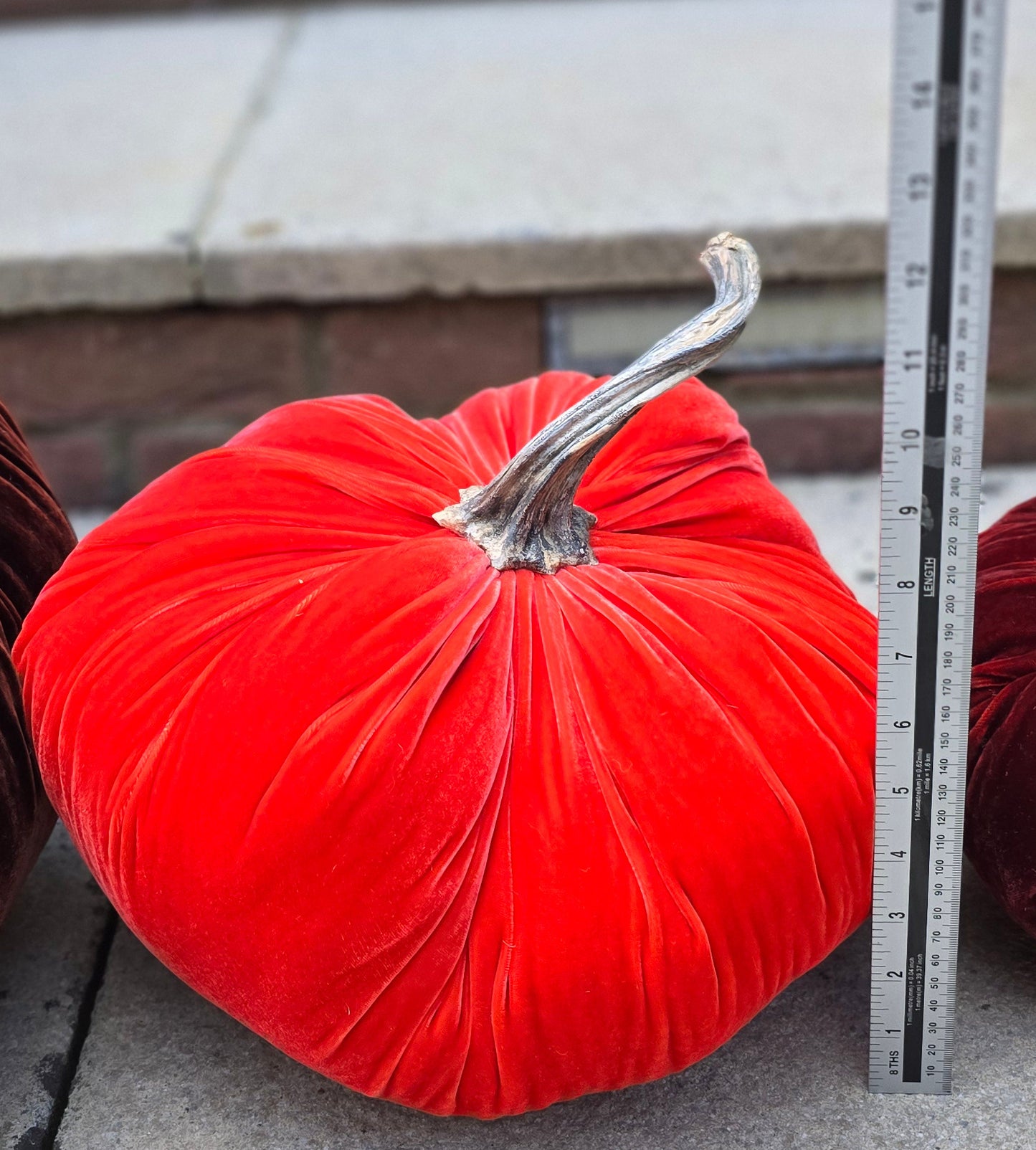 Extra Large Silk Velvet Luxe Pumpkin with Real Stem