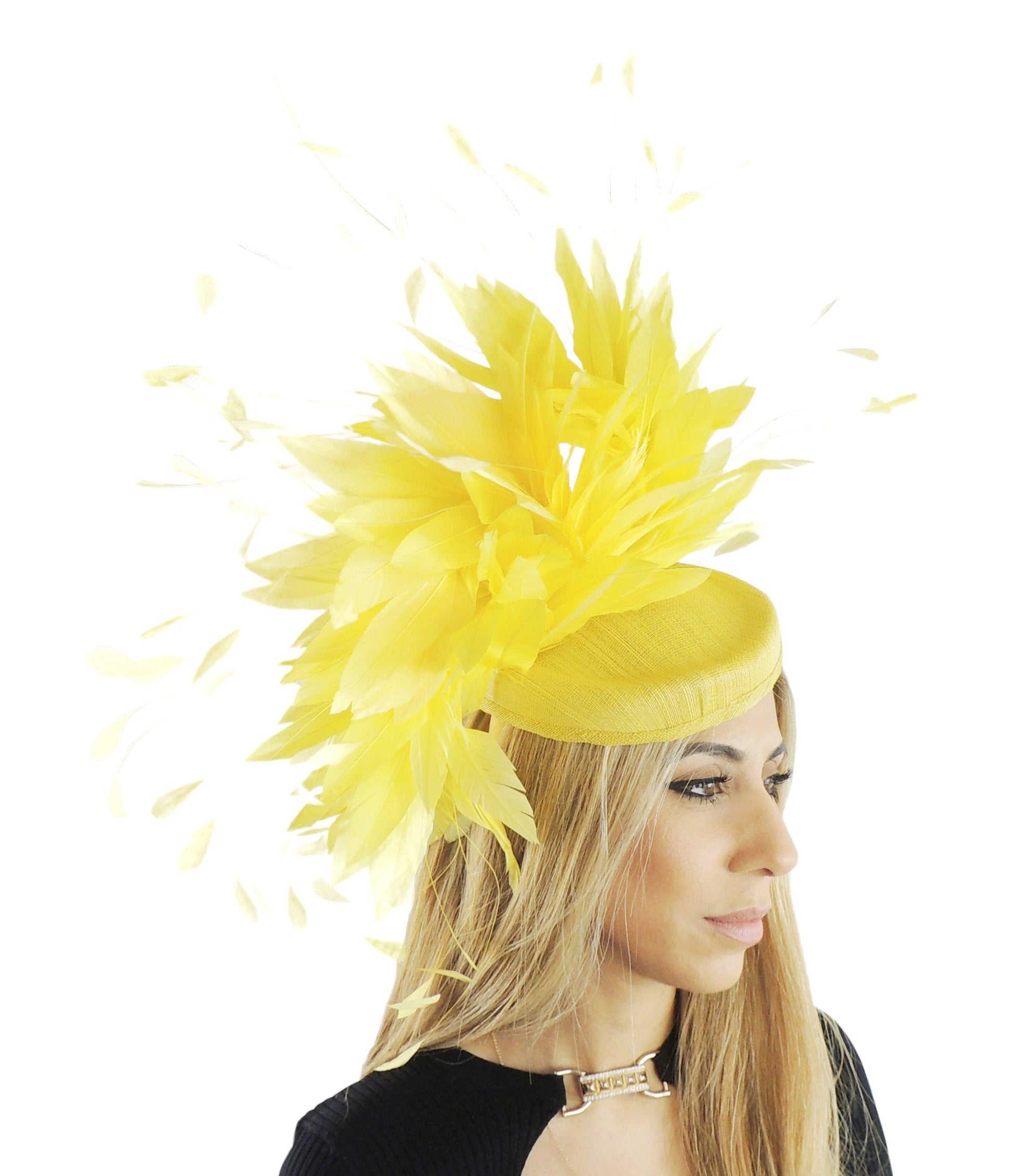 Bianca Large Feather Statement Fascinator Hat - Hats By Cressida