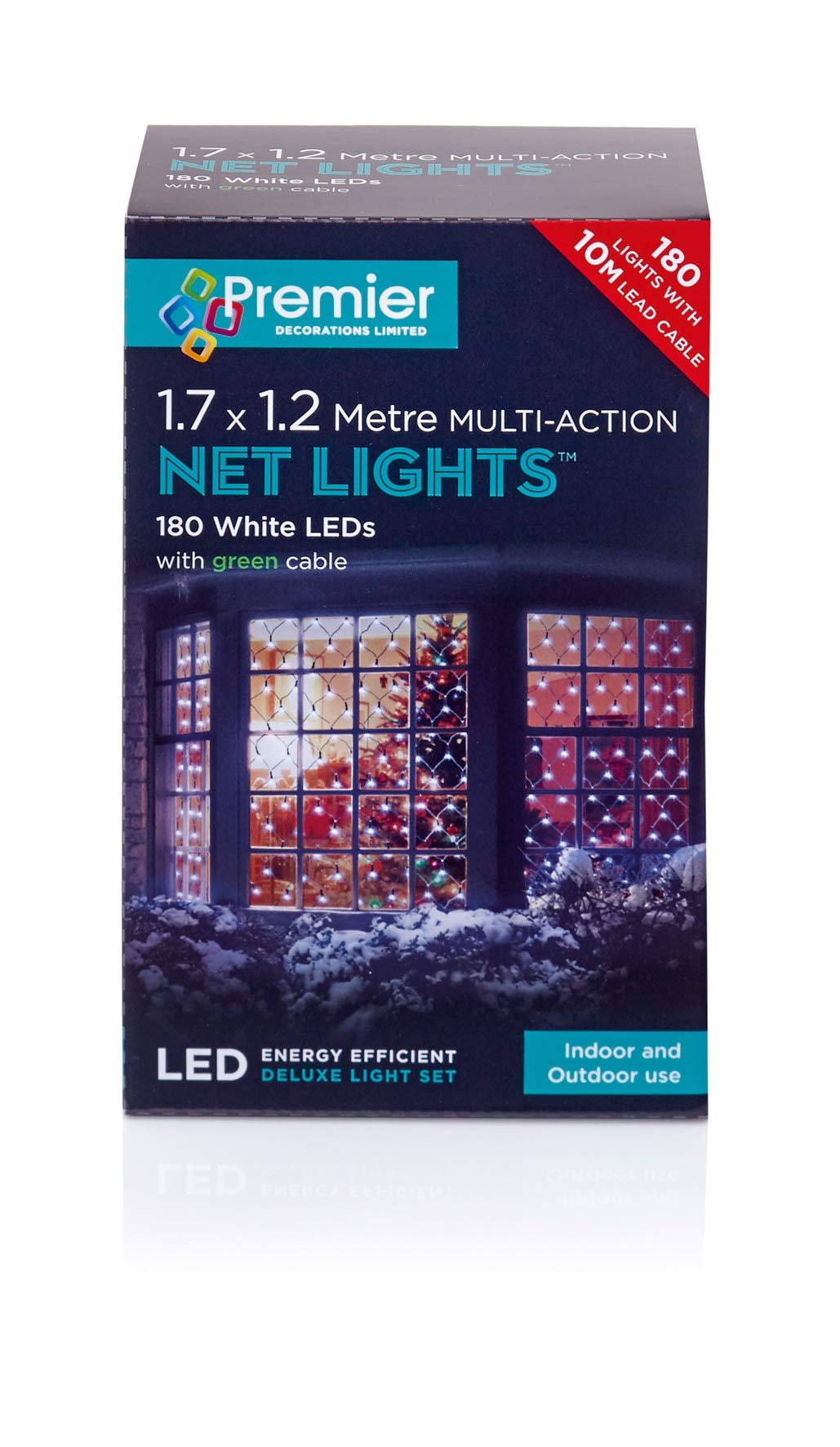1.75x1.2m 180 White Multi-action Net Christmas Fairy Lights Bush Hedges - Hats By Cressida