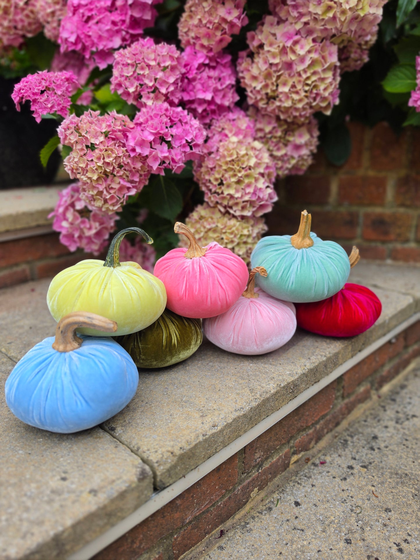 Set of 3 X-Small Silk Velvet Pumpkins – Luxury Autumn Fall Table, Mantel & Shelf Decor