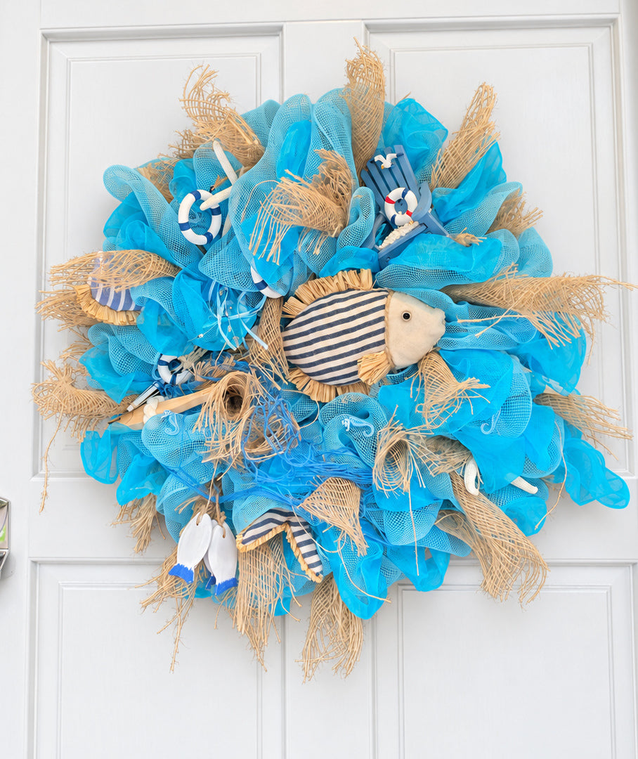 Coastal Wreath 50cm | Beach House, Nautical & Lake House Front Door Wreath