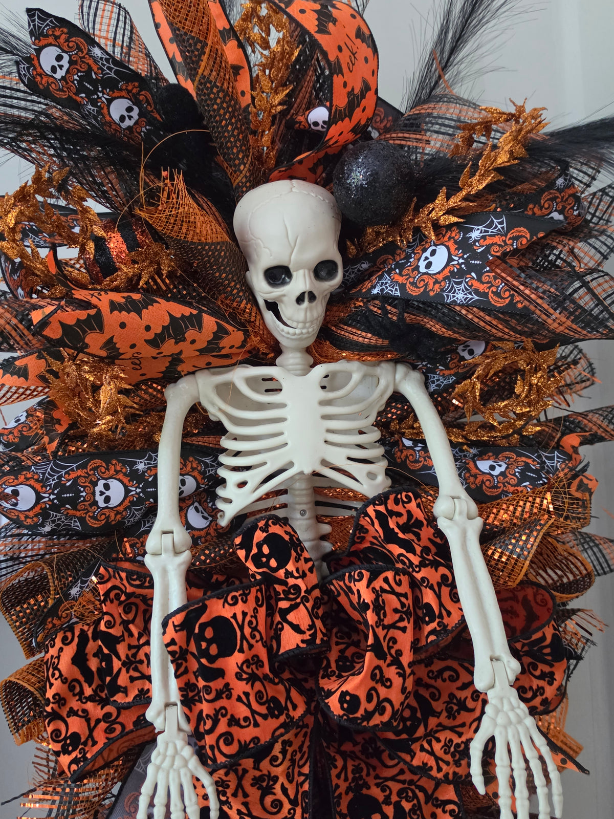 XXL Skeleton Halloween Teardrop Swag | Luxury Halloween Front Door Decor | 106cm (42")