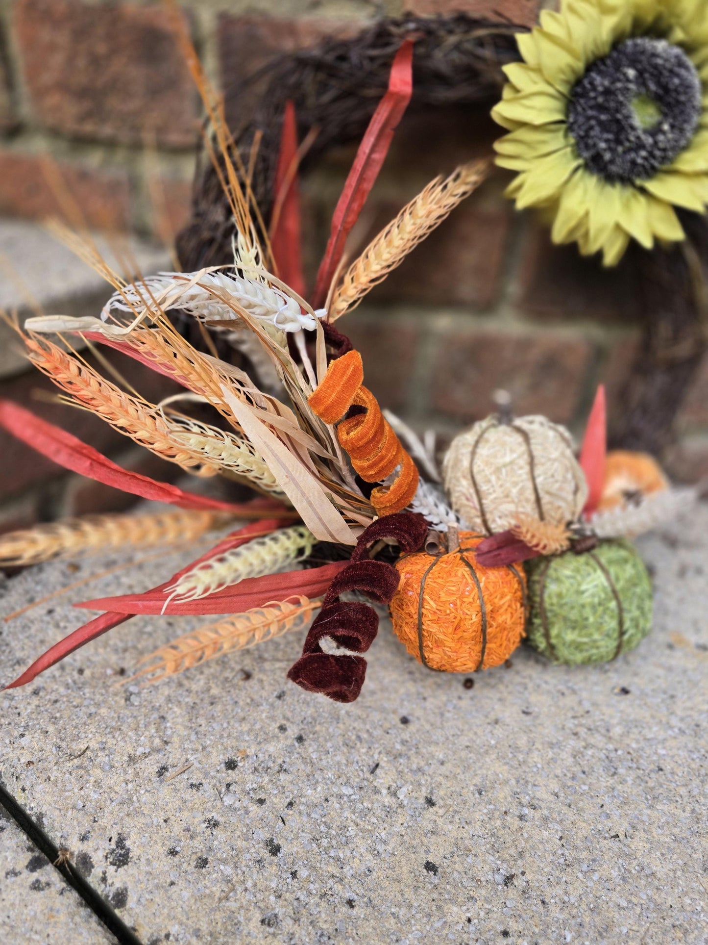 Autumn Vibes Fall Orange Harvest Front Door Wreath Rustic Wall Porch Hanger House Home Decor Decoration Thanksgiving Designer Fireplace Swag - Hats By Cressida