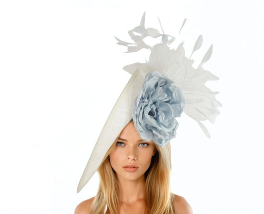 Behati Feather Silk Flower Saucer Fascinator - Hats By Cressida
