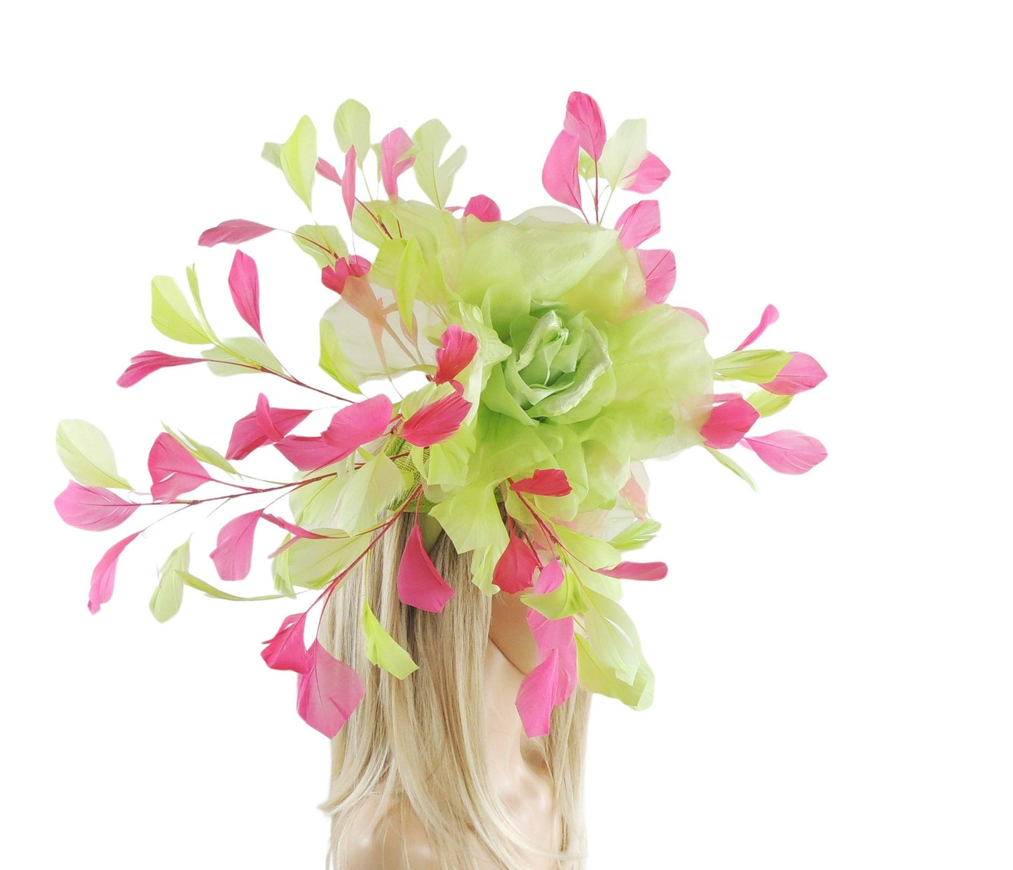 Britney Large Feather Rose Floral Fascinator Hat - Hats By Cressida