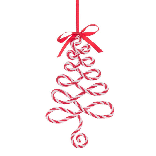 Candy Cane Christmas Tree Ornament - Red & White Spiral Striped Hanging Decoration Bauble Xmas Decor Gift Topper Peppermint Theme - Hats By Cressida