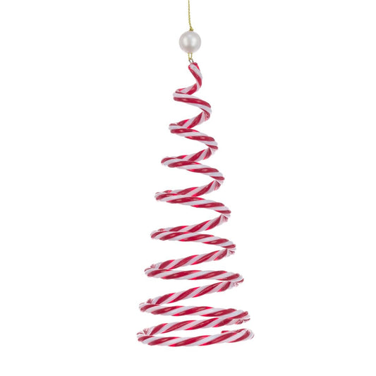 Candy Cane Christmas Tree Ornament - Red & White Spiral Striped Hanging Decoration Bauble Xmas Decor Gift Topper Peppermint Theme - Hats By Cressida