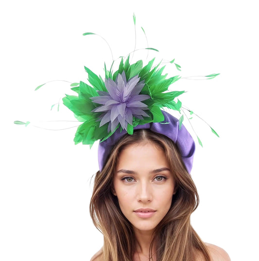 Carina Padded Extra Wide Silk & Feather Headband Fascinator - Hats By Cressida