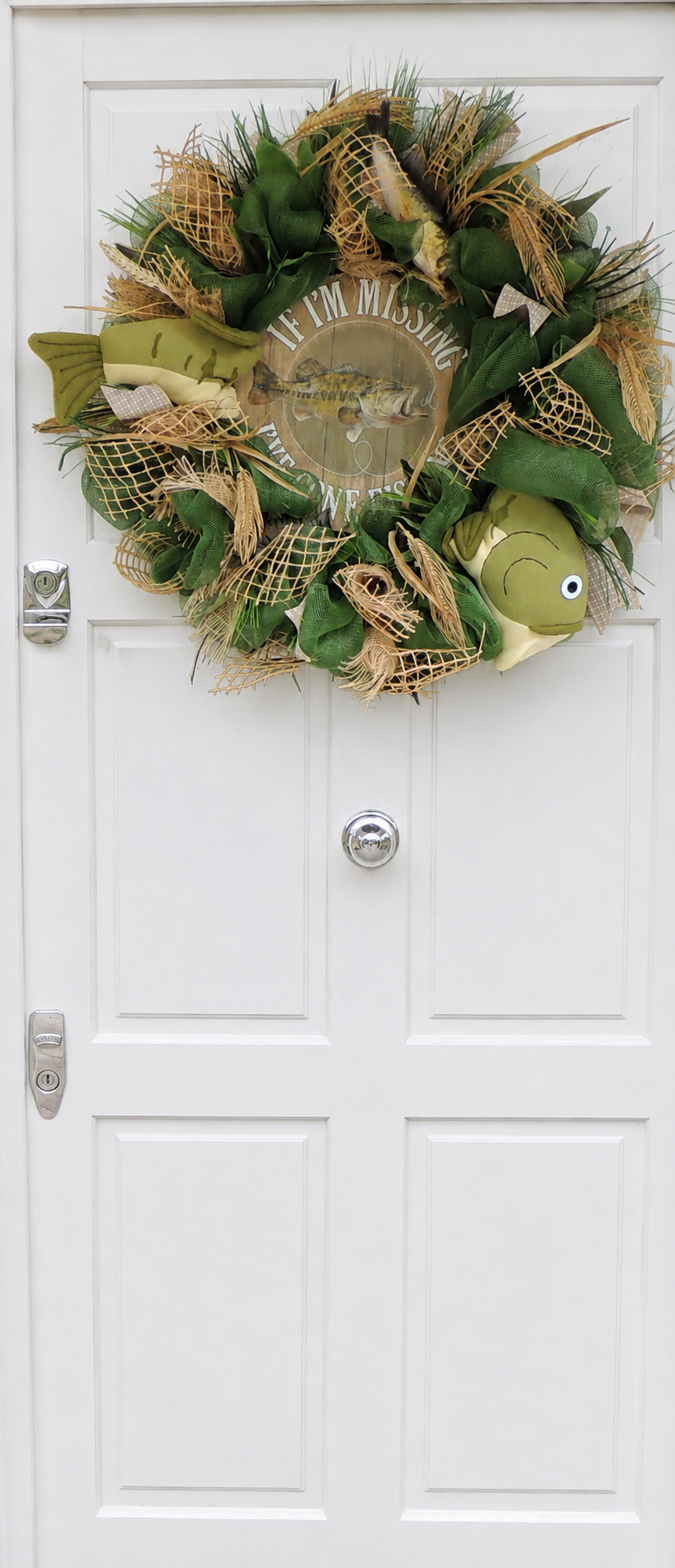 Oversized Fishing Wreath 70cm | Lake House, Cabin & Fisherman Front Door Decor