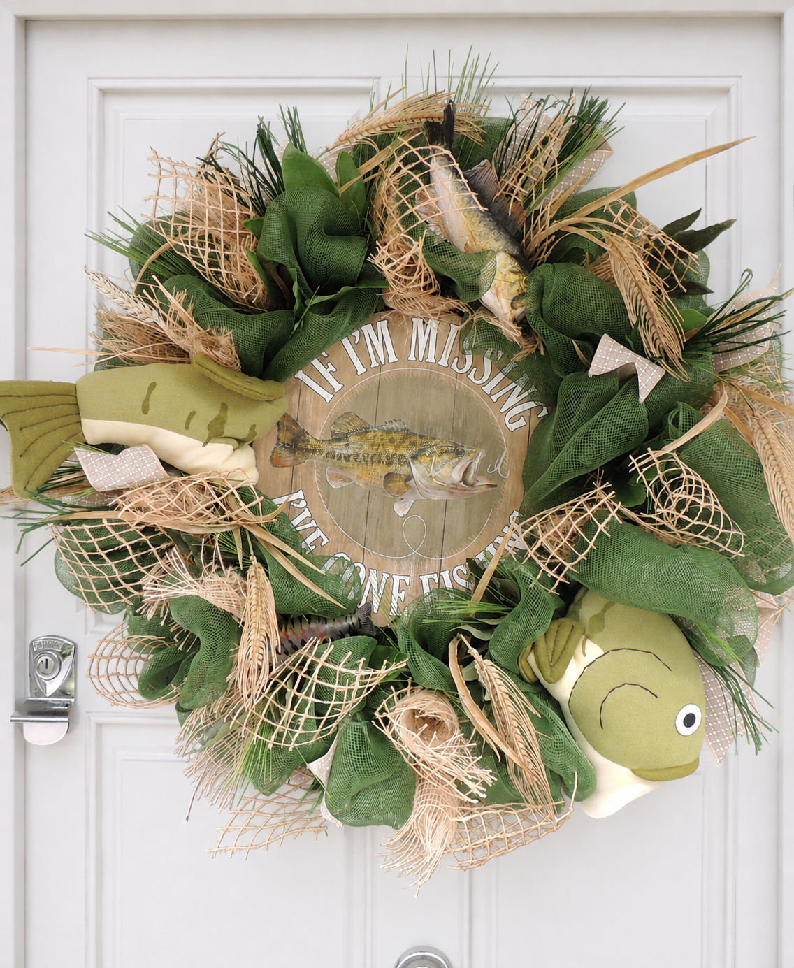 Oversized Fishing Wreath 70cm | Lake House, Cabin & Fisherman Front Door Decor