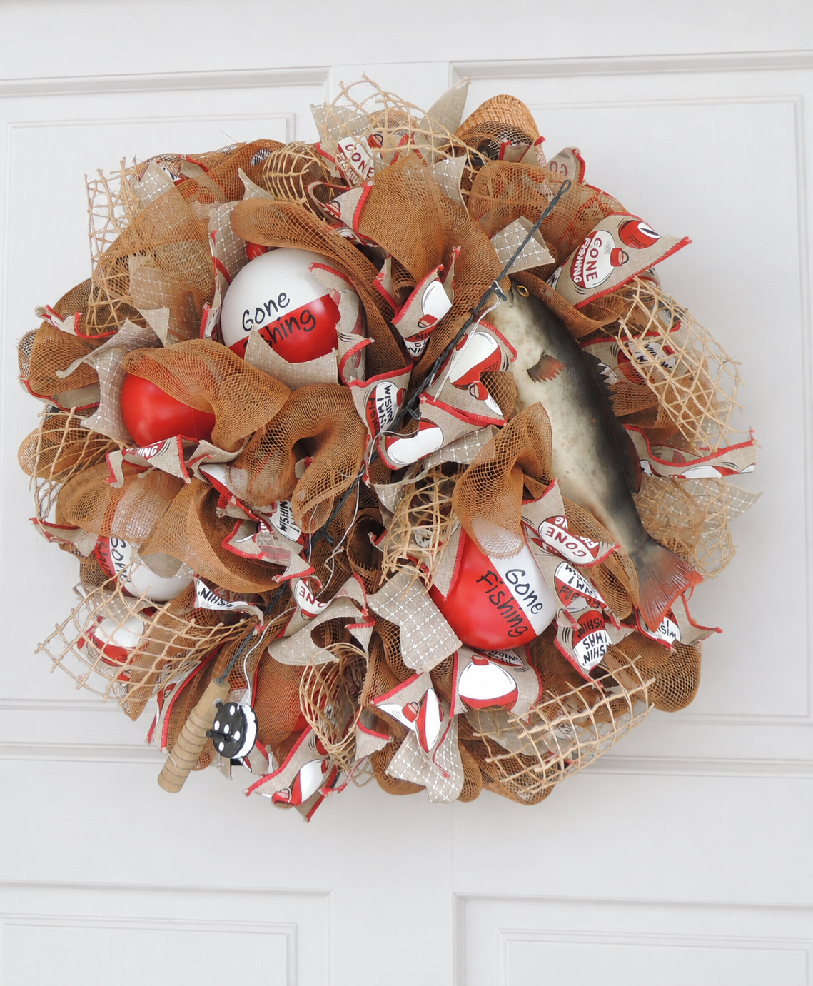 Fishing Bobber Wreath 50cm | Angler, Lake House & Cabin Front Door Decor