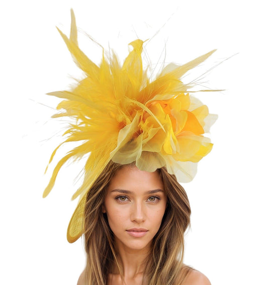 Catarina Feather Silk Flower Kentucky Derby Royal Ascot Saucer Fascinator
