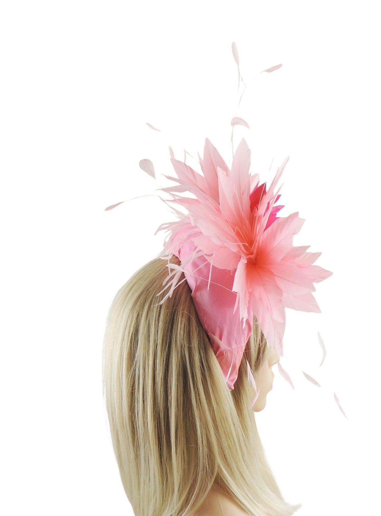Carina Padded Extra Wide Silk & Feather Headband Fascinator