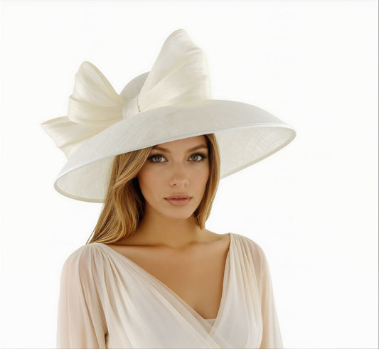 Saskia Wide Brim Sinamay Hat – Audrey Hepburn Style Occasion Hat
