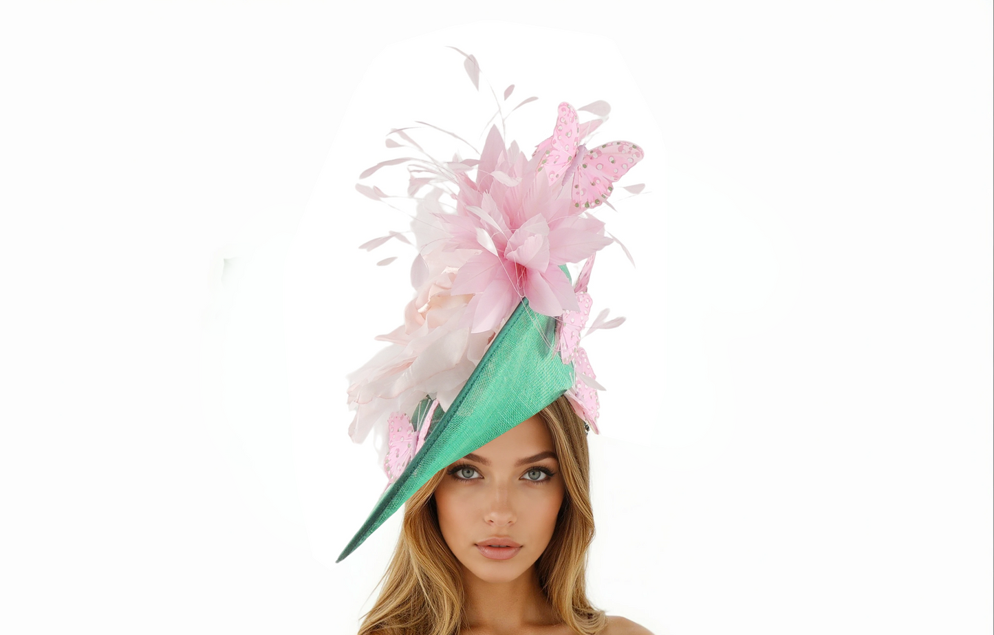 Mabel Statement Sinamay Fascinator Hatinator Floral Buttefly Feather Design