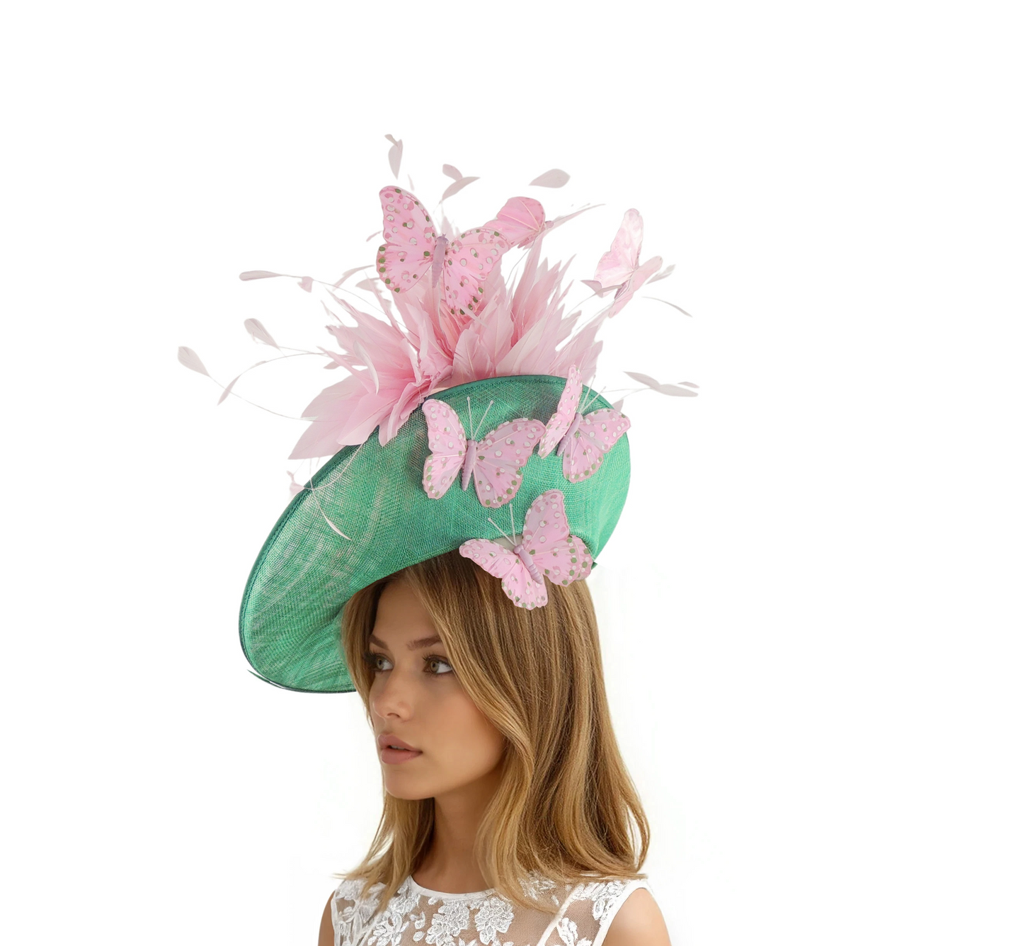 Mabel Statement Sinamay Fascinator Hatinator Floral Buttefly Feather Design