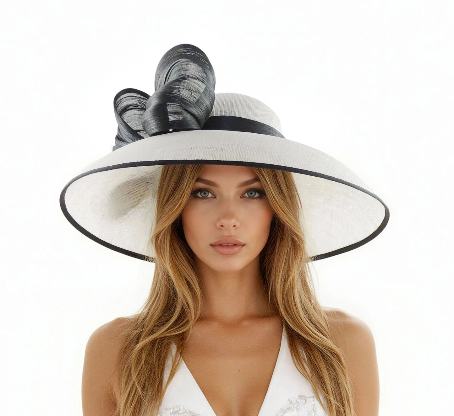 Saskia Wide Brim Sinamay Hat – Audrey Hepburn Style Occasion Hat