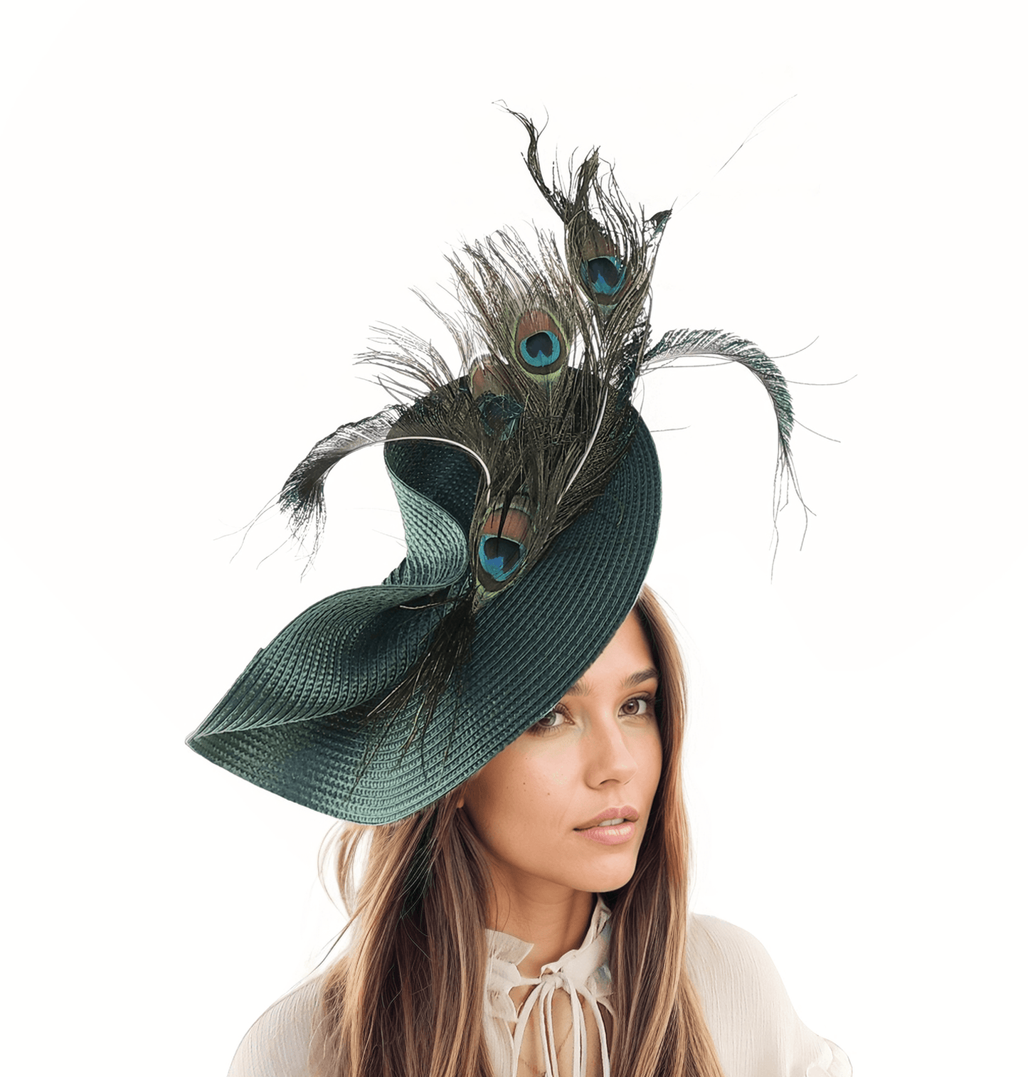 Melinda Peacock Feather Kentucky Derby Fascinator Hat