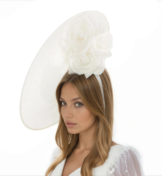 Olga Feather Cruelty Free Large Ascot Disc Fascinator Hat