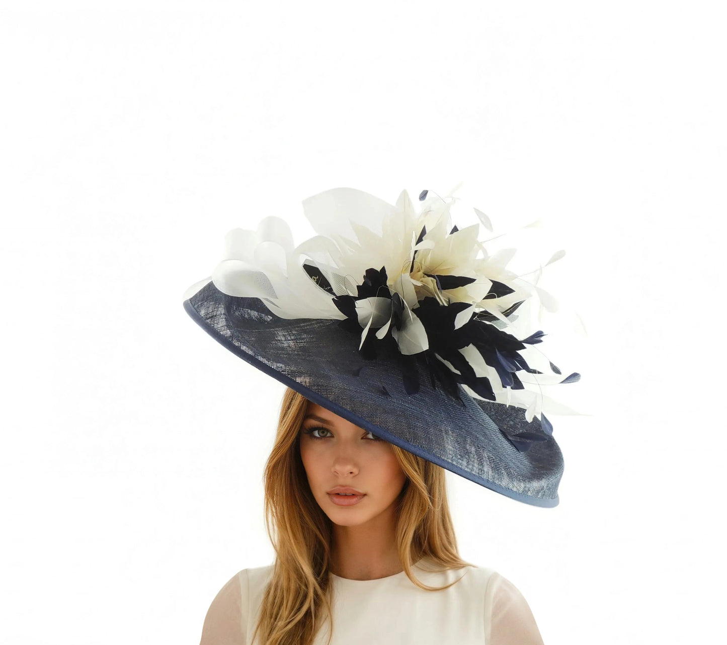 Francesca Wide Brim Feather & Bow Hatinator