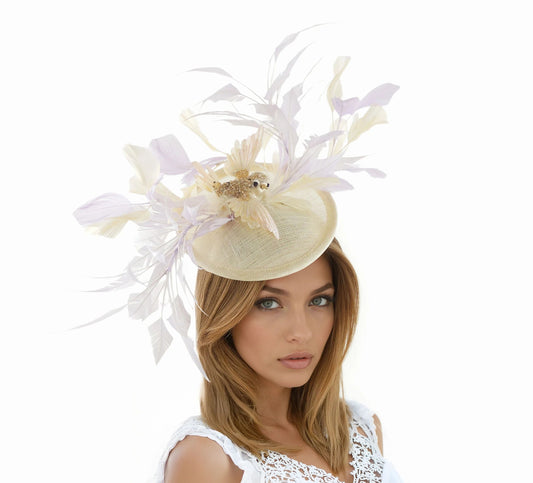 💛 Holly – Feather Fascinator Hat for Kentucky Derby, Ascot & Weddings