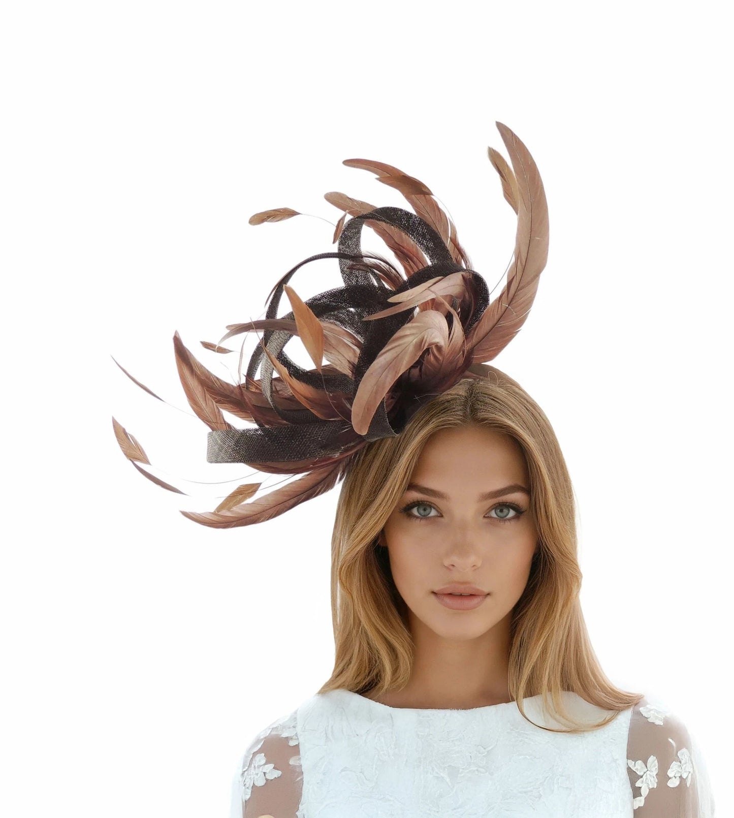Melik Large Feather Fascinator Hat for Weddings, Royal Ascot & Kentucky Derby