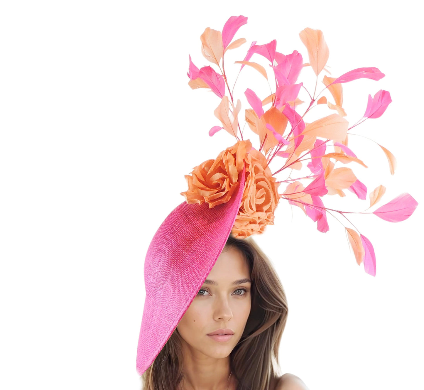 Natalie | Large Feather Statement Saucer Fascinator Hat