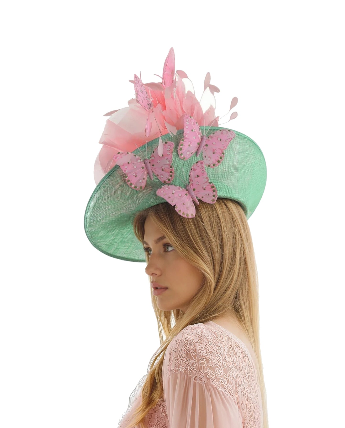 Mabel Statement Sinamay Fascinator Hatinator Floral Buttefly Feather Design