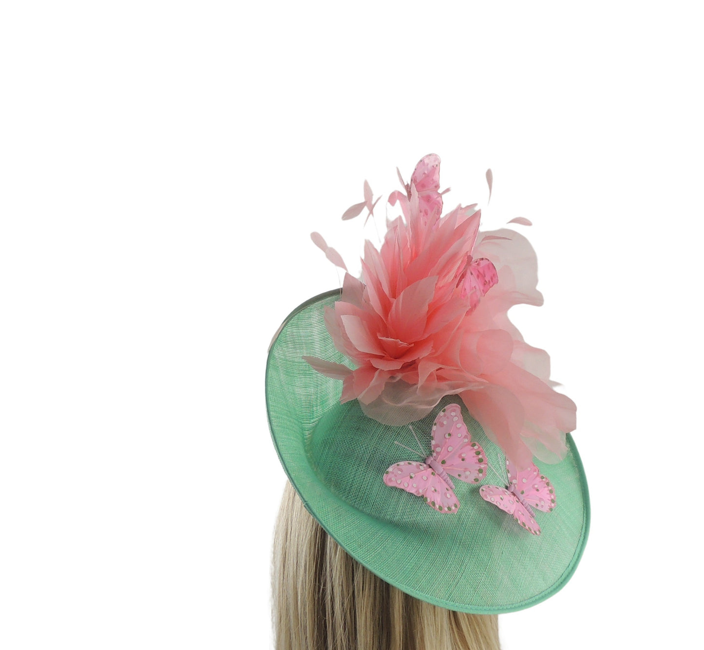 Mabel Statement Sinamay Fascinator Hatinator Floral Buttefly Feather Design