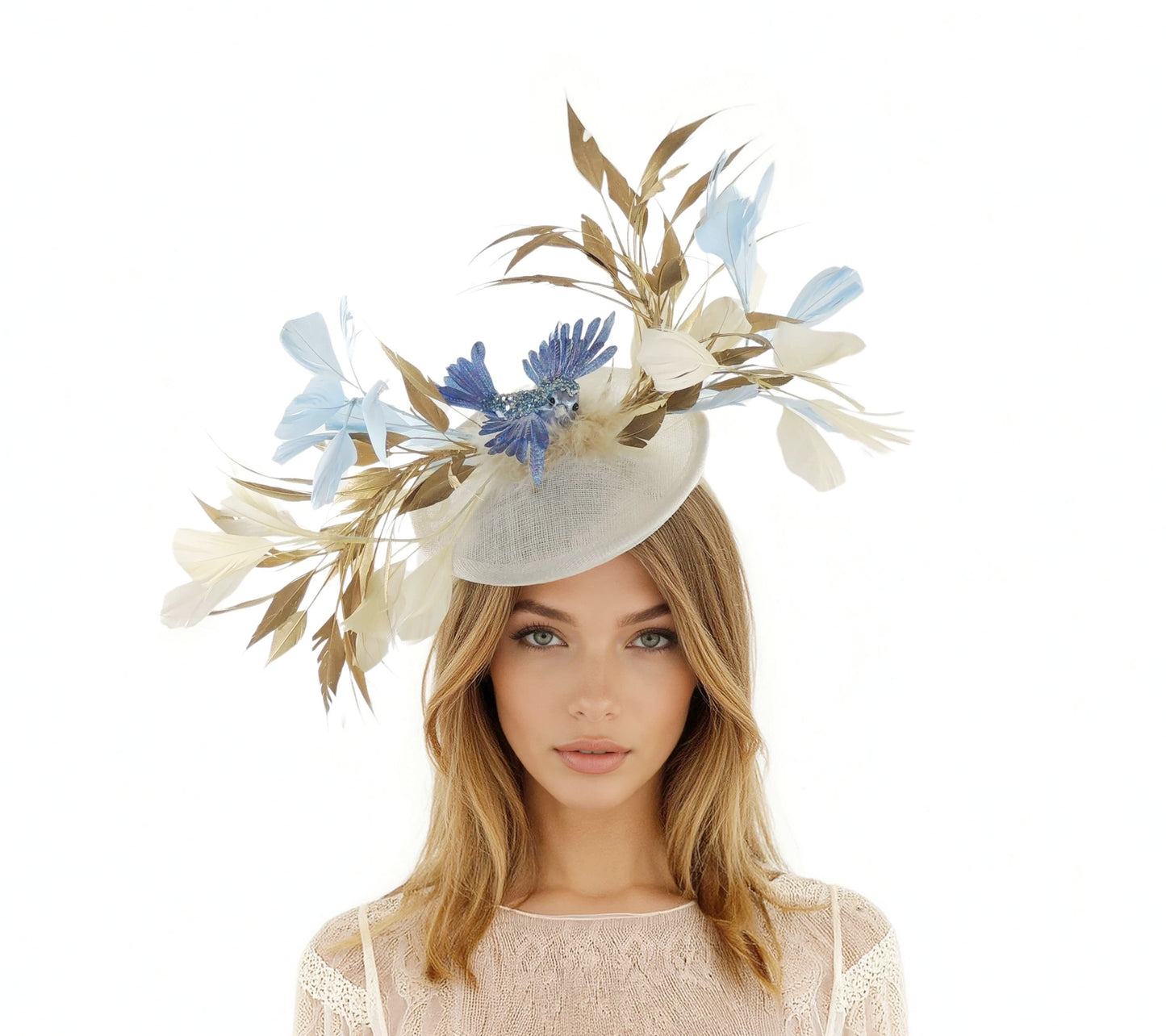 💛 Holly – Feather Fascinator Hat for Kentucky Derby, Ascot & Weddings