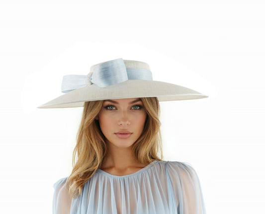 💗 Charlise– Fuchsia Hot Pink Sinamay Cartwheel Boater Hat