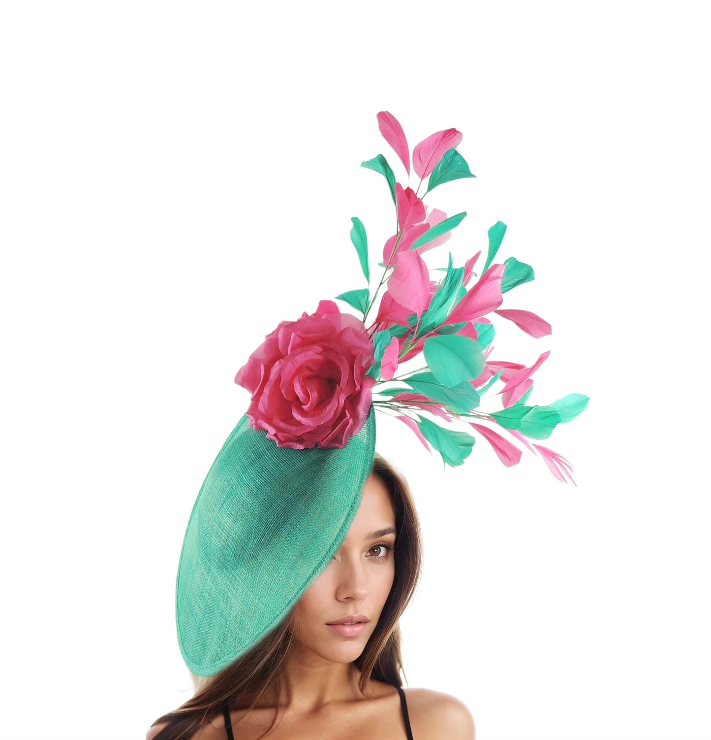 Natalie | Large Feather Statement Saucer Fascinator Hat