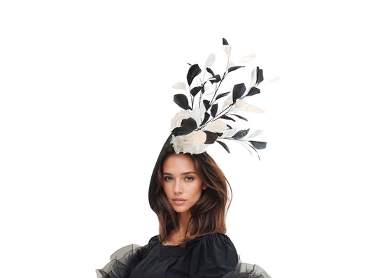Natalie | Large Feather Statement Saucer Fascinator Hat