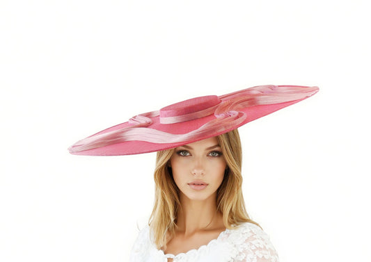 Ellie - Large Cartwheel Boater Hat for Ascot, Kentucky Derby Races - Hats By Cressida