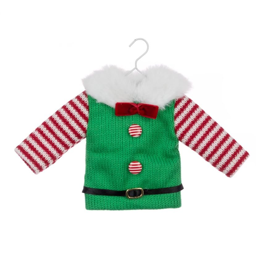 Festive Red & Green Knit Crochet Elf Jumper Christmas Tree Decoration Hanging Ornament Bauble Traditional Holiday Decor Kids Gift Xmas Trendy - Hats By Cressida