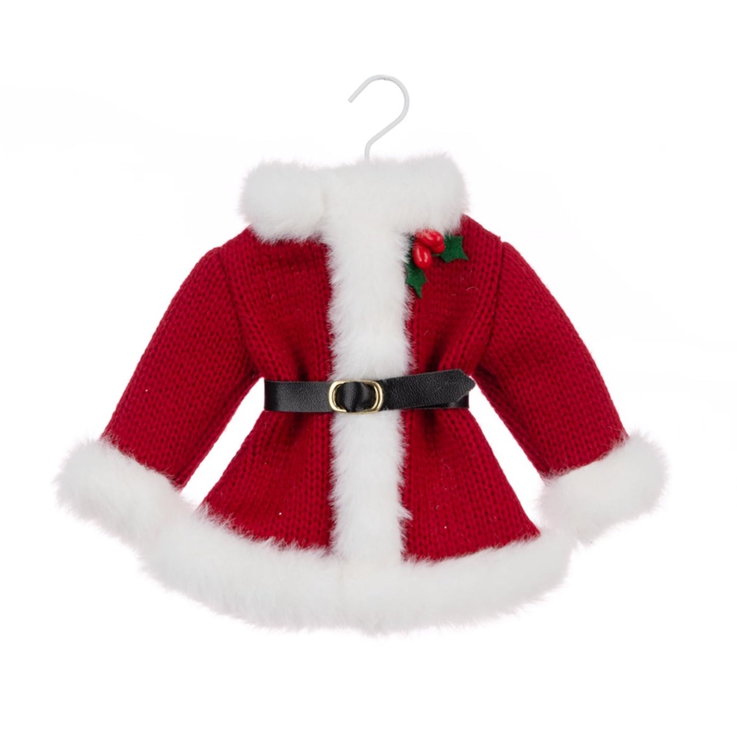 Festive Red & White Knit Crochet Coat Jumper Santa Father Christmas Tree Decoration Hanging Ornament Bauble Traditional Holiday Decor Kids Gift Xmas Trendy - Hats By Cressida