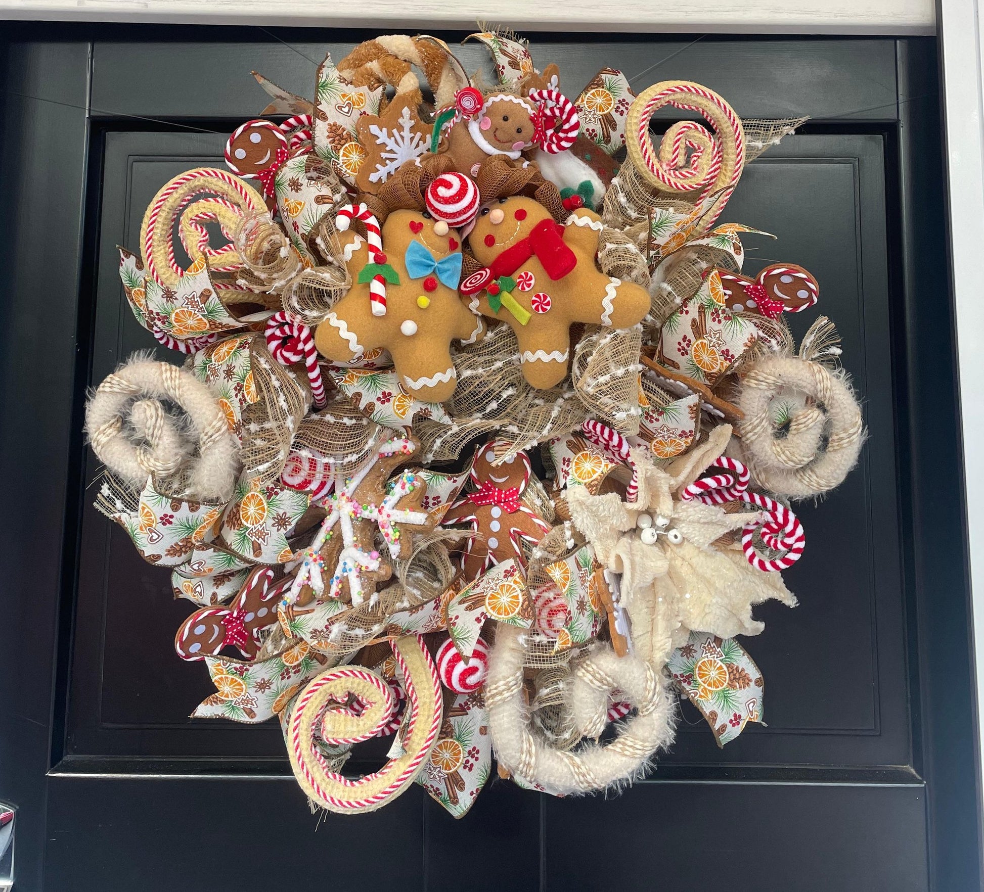 Gingerbread luxury Christmas Front Door Wreath Traditional Elegant Porch Holiday House Home Decor Decoration Winter Swag Designer Unique - Hats By Cressida