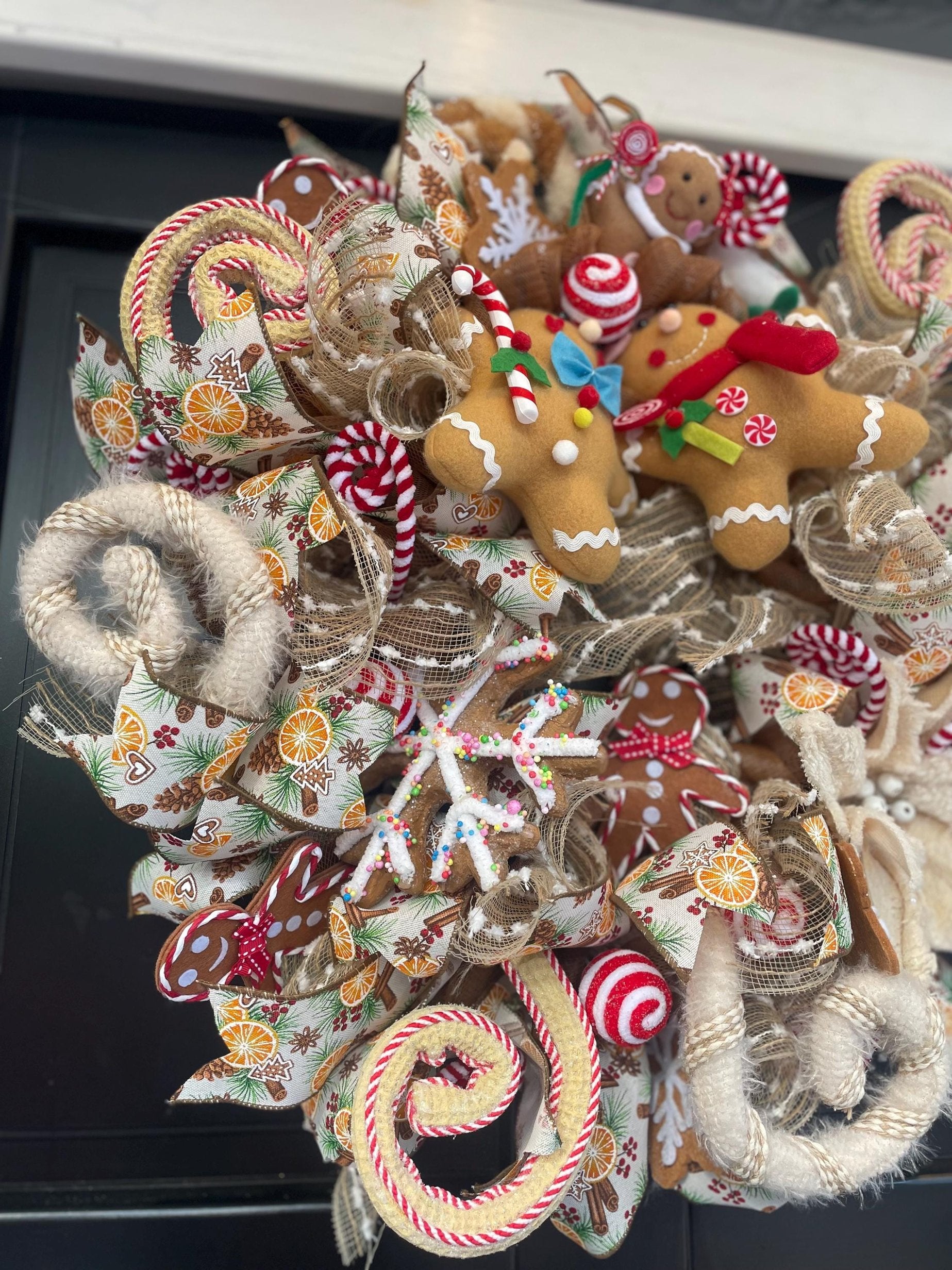 Gingerbread luxury Christmas Front Door Wreath Traditional Elegant Porch Holiday House Home Decor Decoration Winter Swag Designer Unique - Hats By Cressida