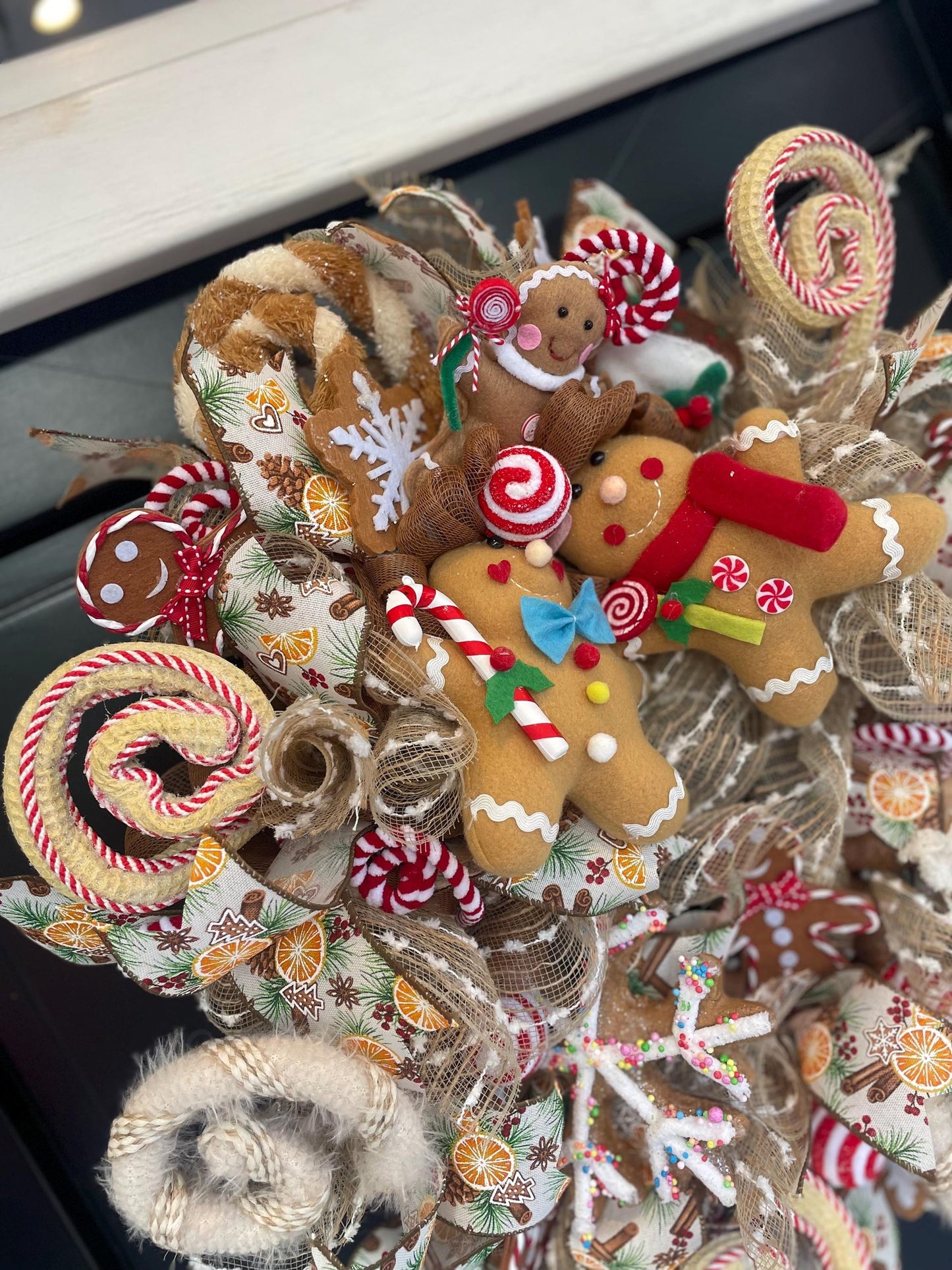 Gingerbread luxury Christmas Front Door Wreath Traditional Elegant Porch Holiday House Home Decor Decoration Winter Swag Designer Unique - Hats By Cressida