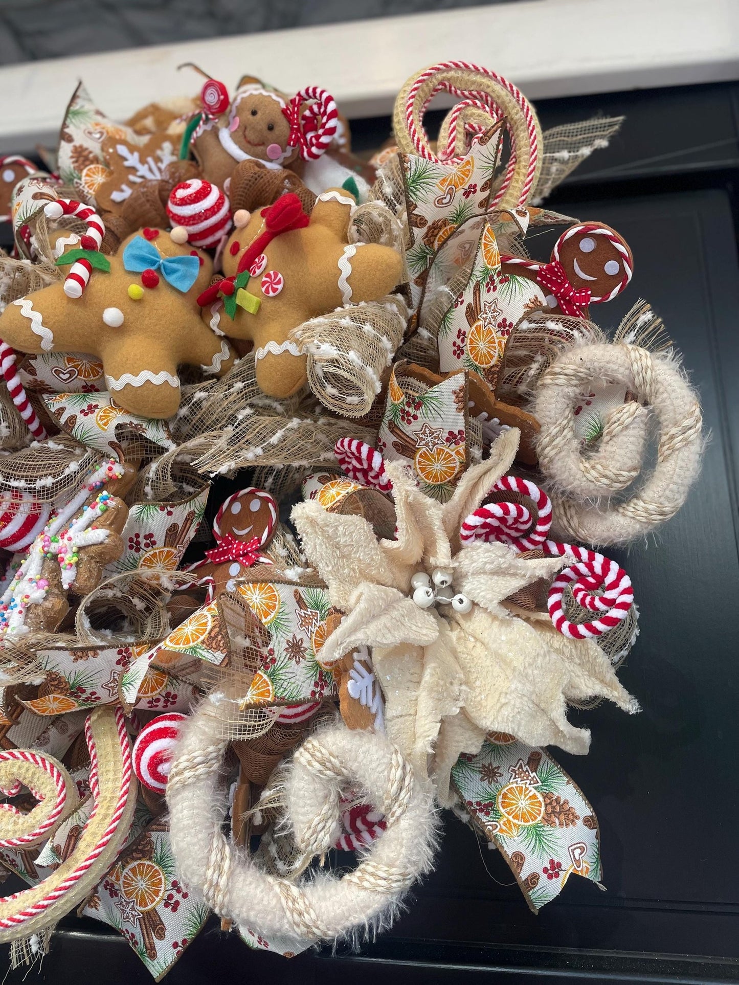 Gingerbread luxury Christmas Front Door Wreath Traditional Elegant Porch Holiday House Home Decor Decoration Winter Swag Designer Unique - Hats By Cressida