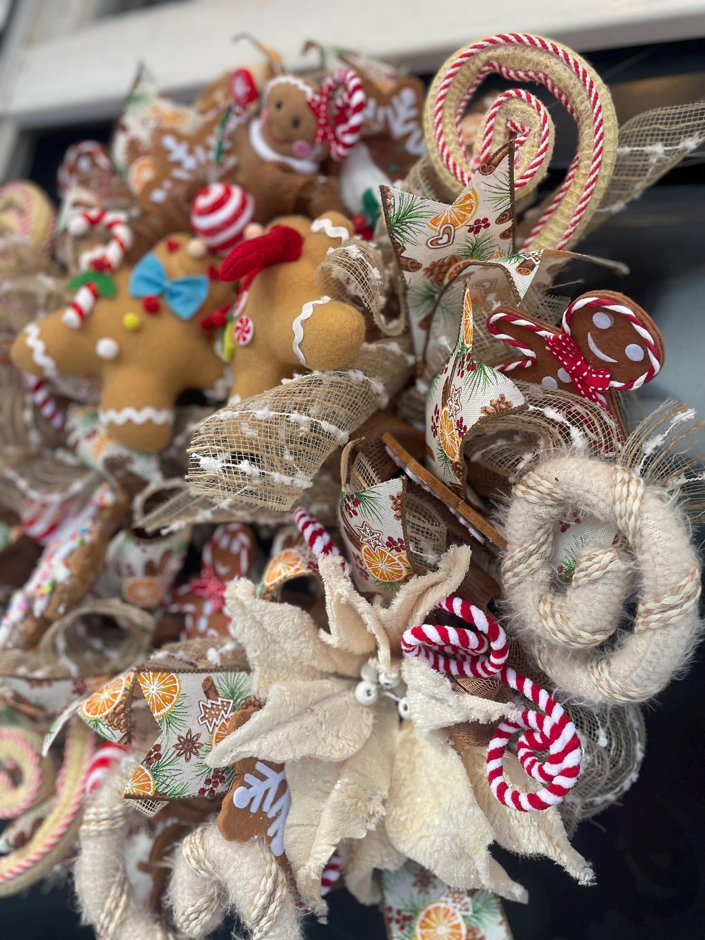 Gingerbread luxury Christmas Front Door Wreath Traditional Elegant Porch Holiday House Home Decor Decoration Winter Swag Designer Unique - Hats By Cressida