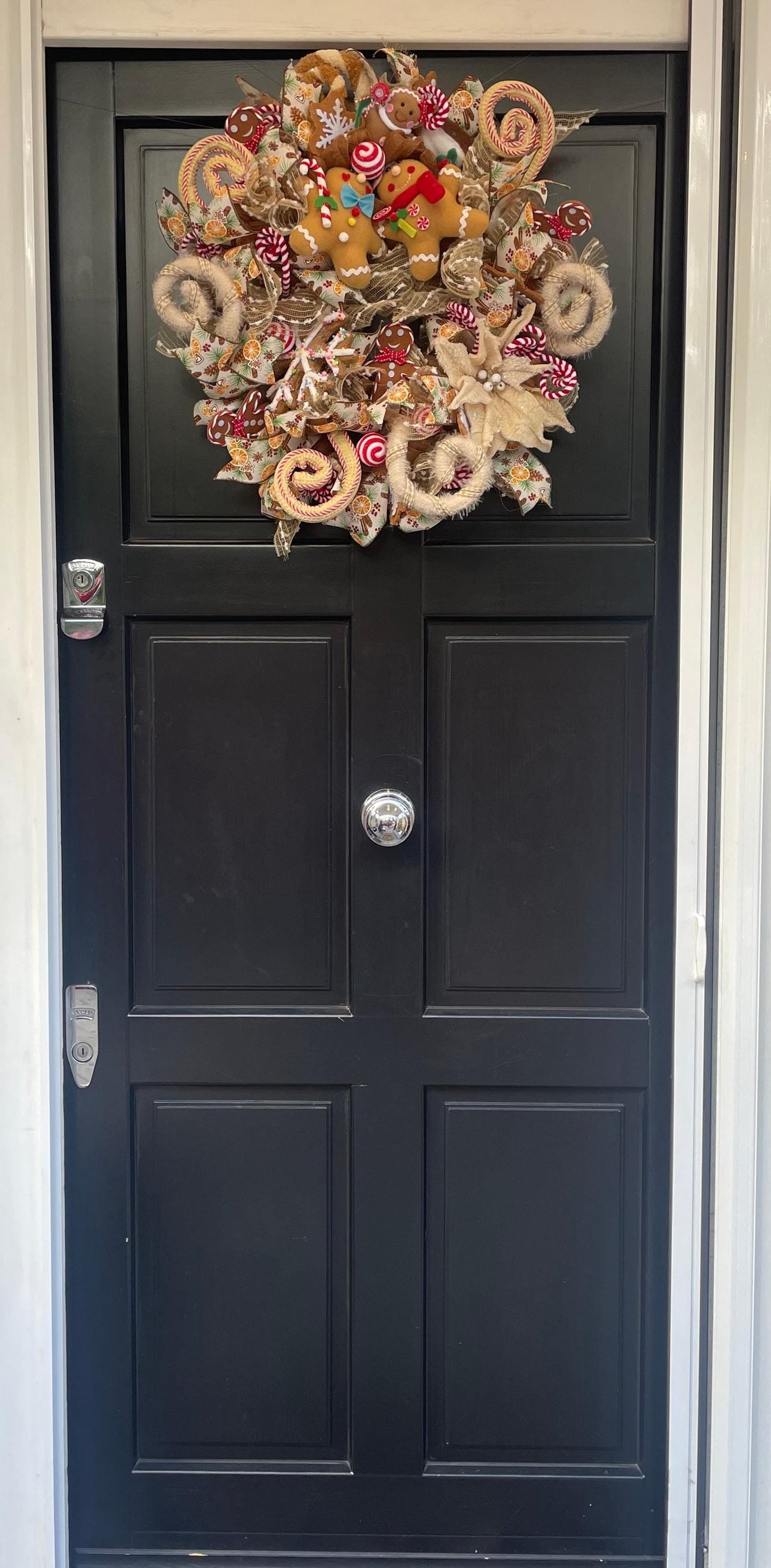Gingerbread luxury Christmas Front Door Wreath Traditional Elegant Porch Holiday House Home Decor Decoration Winter Swag Designer Unique - Hats By Cressida