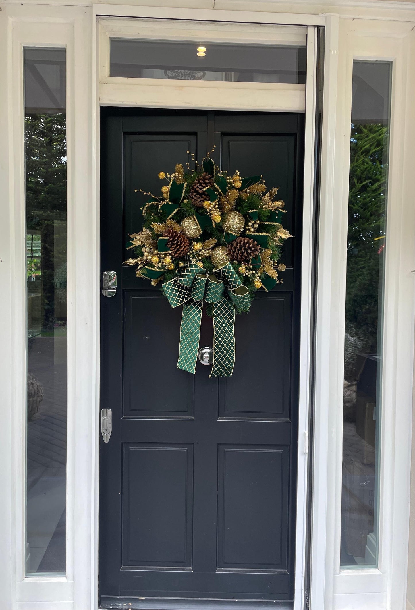 Green Gold XL Christmas Front Door Wreath Traditional Elegant Porch Holiday House Home Decor Decoration Glam Winter Swag Designer Unique - Hats By Cressida