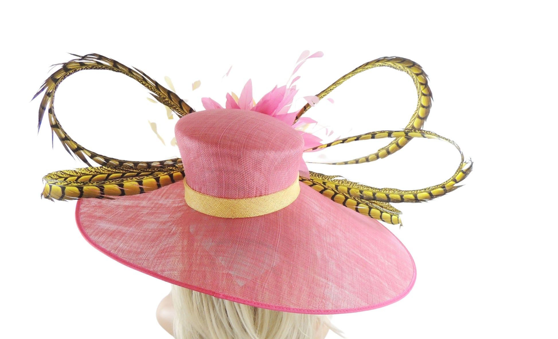 Imka Large Pheasant Feather Royal Ascot Hat Many Colours - Hats By Cressida