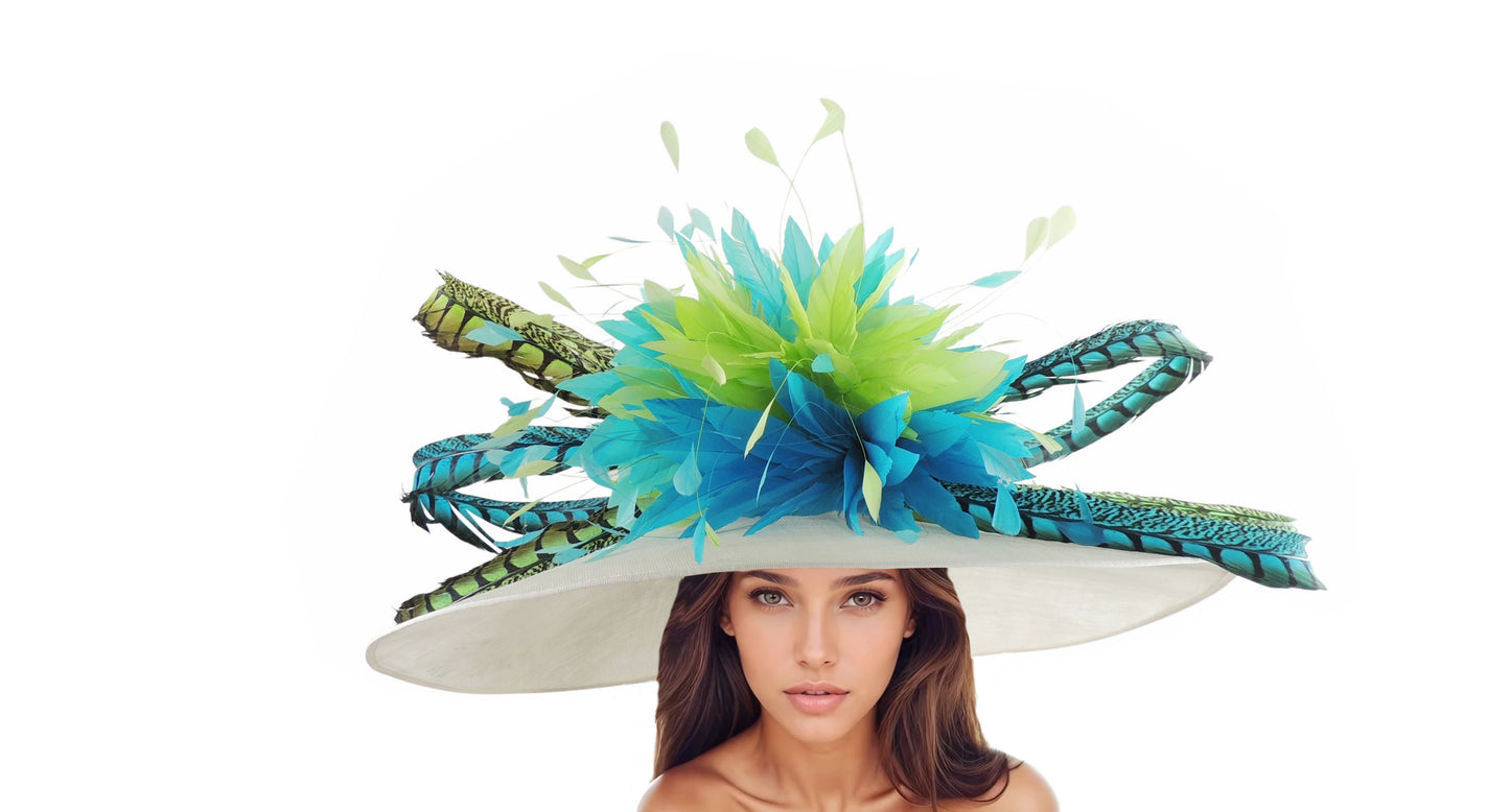 Imka Large Pheasant Feather Royal Ascot Hat Many Colours - Hats By Cressida