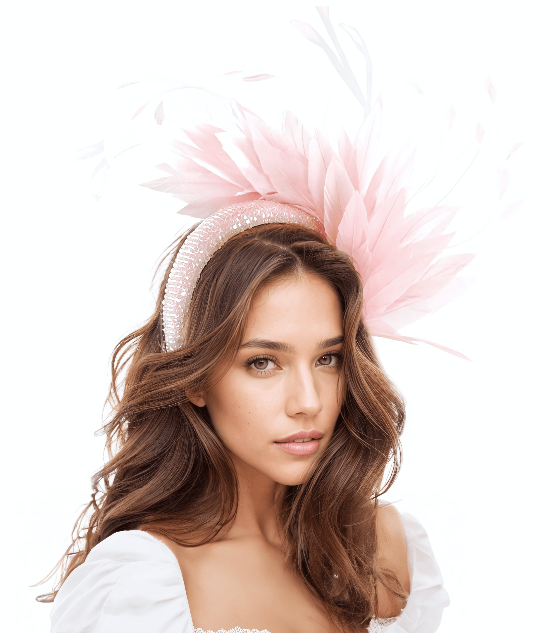 Jana Padded Crystal Cocktail Feather Fascinator Headband Alice Band - Hats By Cressida